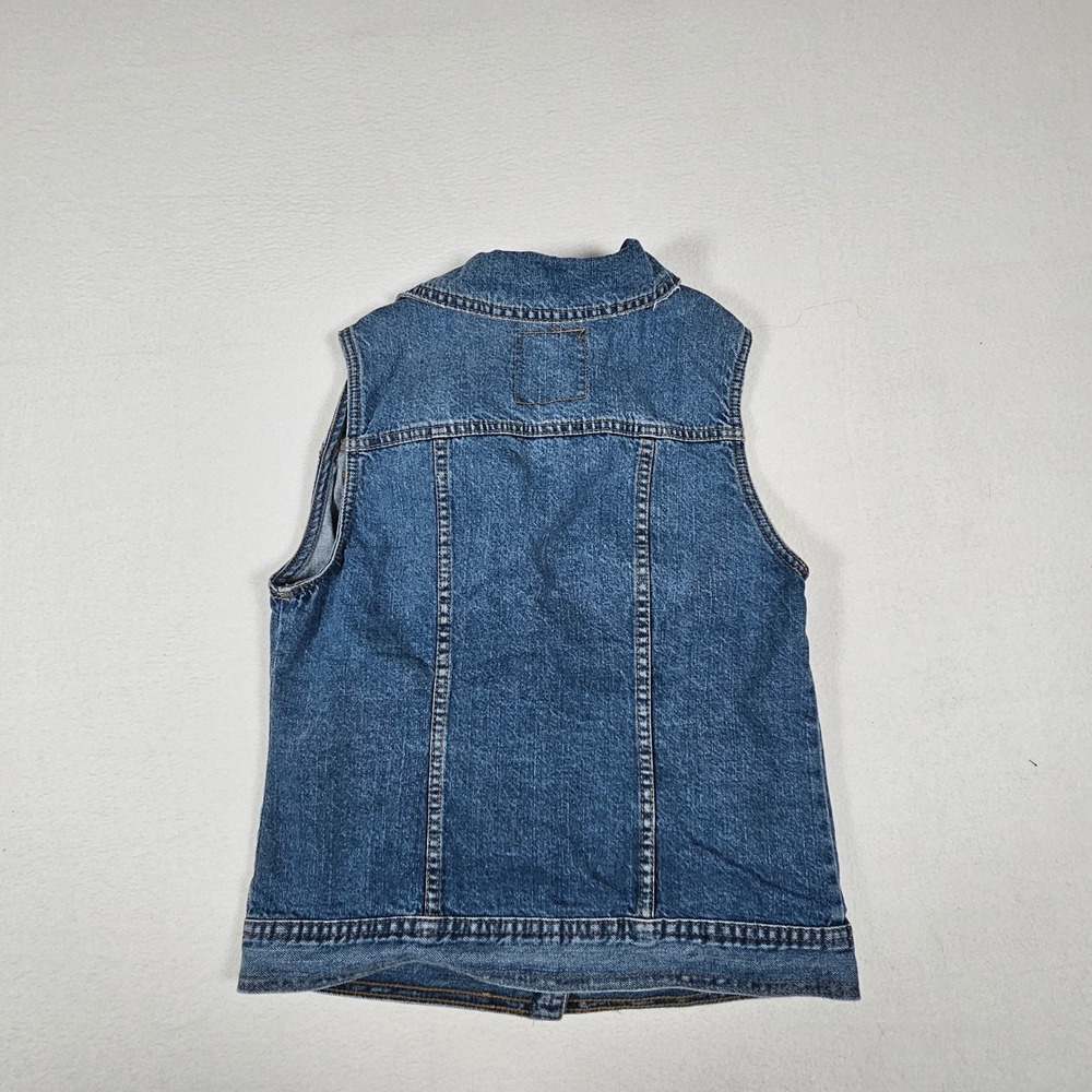Mossimo Supply Co Womens Medium Wash Distressed Denim Vest Blue Size M F16740028 - Picture 9 of 10